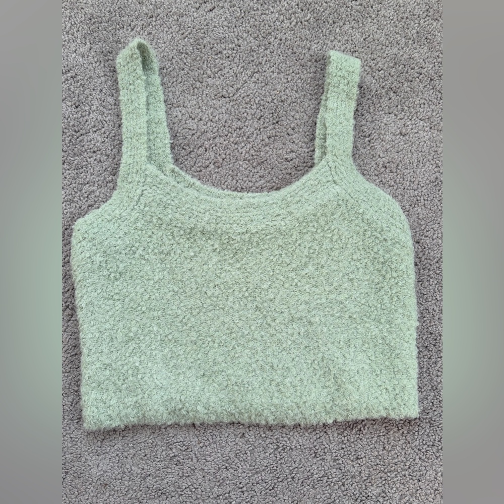Abercrombie & Fitch Sage Green Cozy Knit Crop Tank